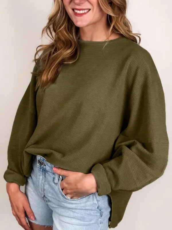 Ribbed Knit Oversized Sweatshirt sold by Charming Charlie