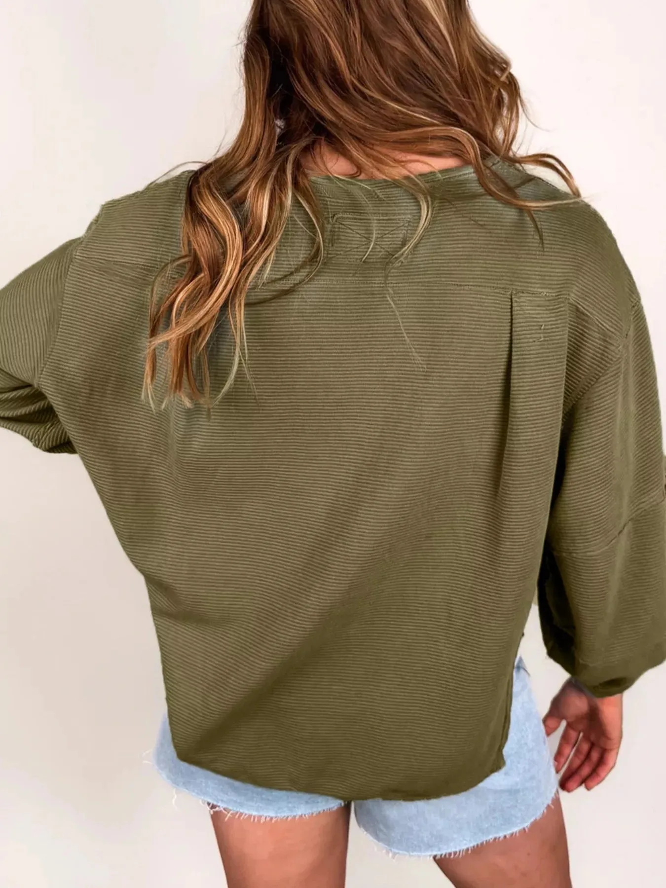 Ribbed Knit Oversized Sweatshirt sold by Charming Charlie product image thumbnail 2