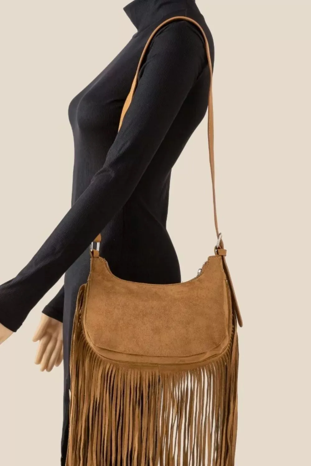 Fame Suede Fringe Crossbody Bag sold by Charming Charlie product image thumbnail 5