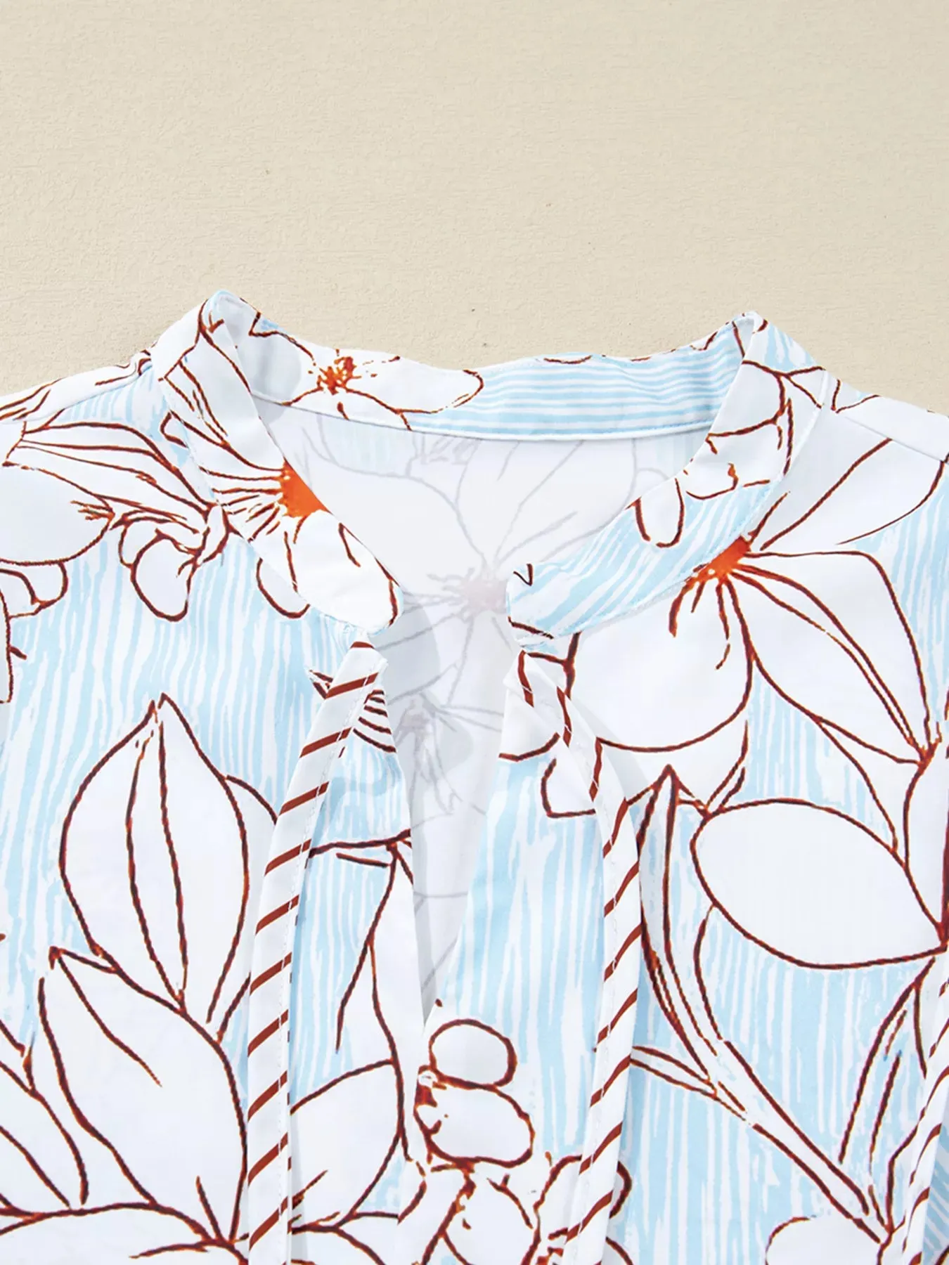 Floral Print Tie Neck Long Sleeve Mini Dress sold by Charming Charlie product image thumbnail 5