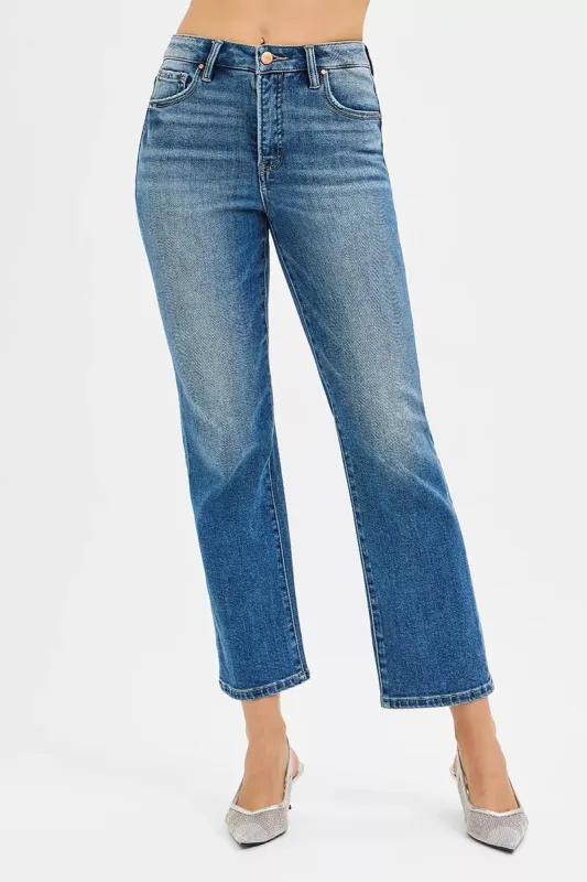RISEN Tummy Control High Rise Crop Straight Jeans sold by Charming Charlie