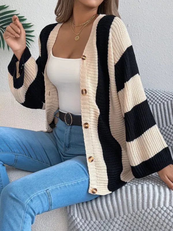 Color Block Button-Up Cardigan sold by Charming Charlie