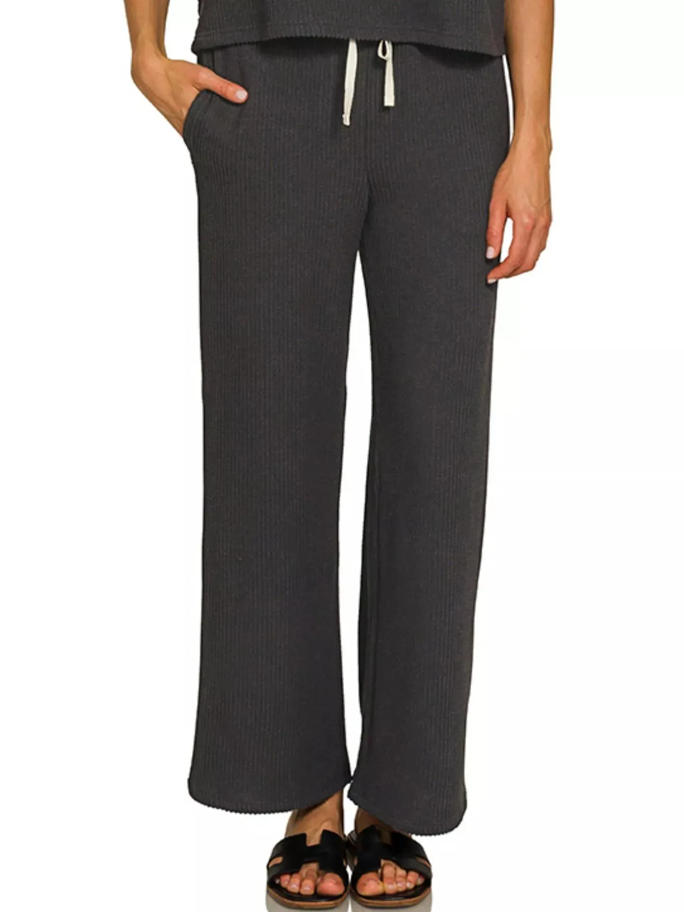 Zenana Raised Rib Short Sleeve Tee & Pants Set sold by Charming Charlie product image thumbnail 2