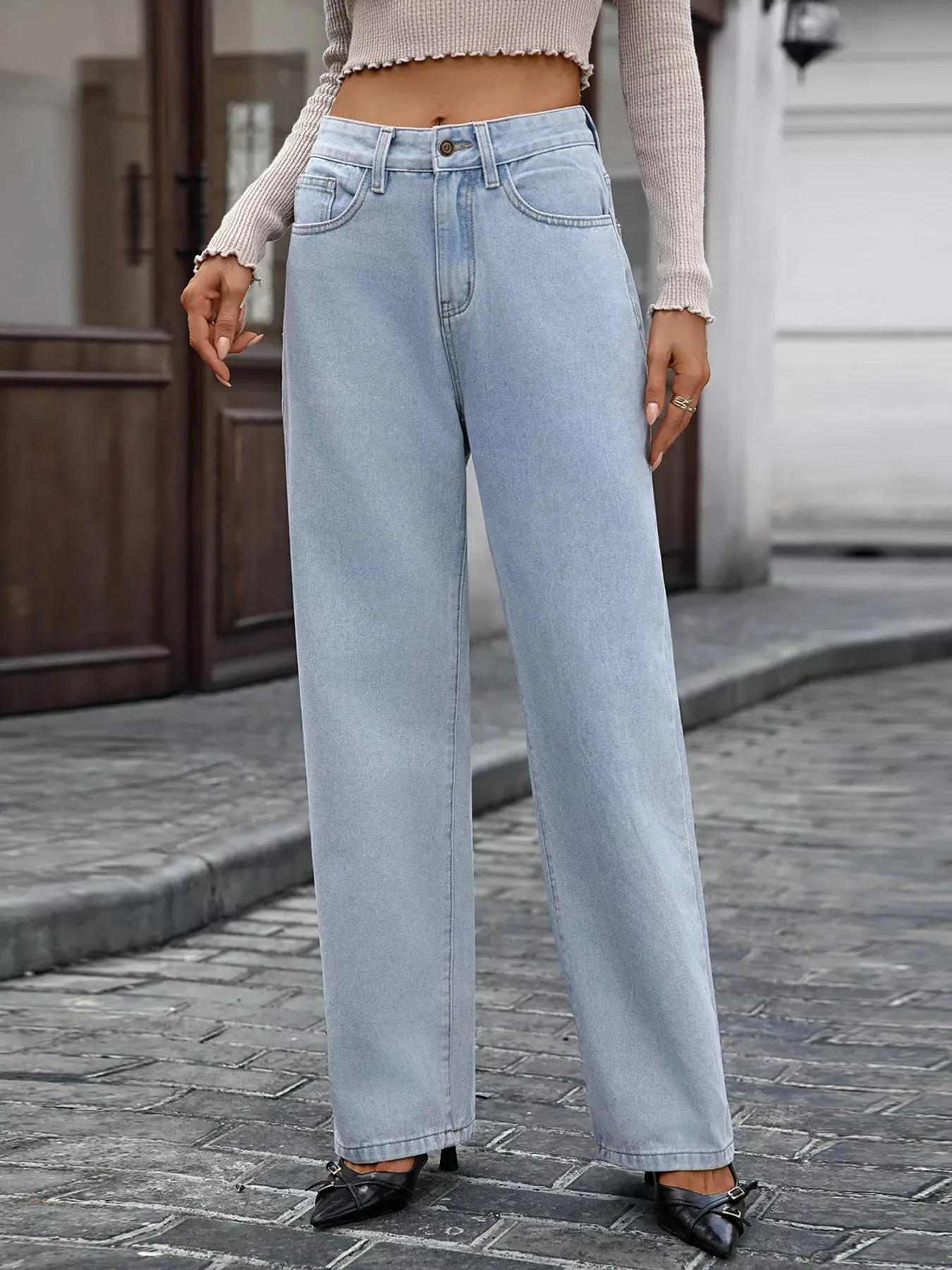 High Waisted Wide Leg Jeans sold by Charming Charlie product image thumbnail 4