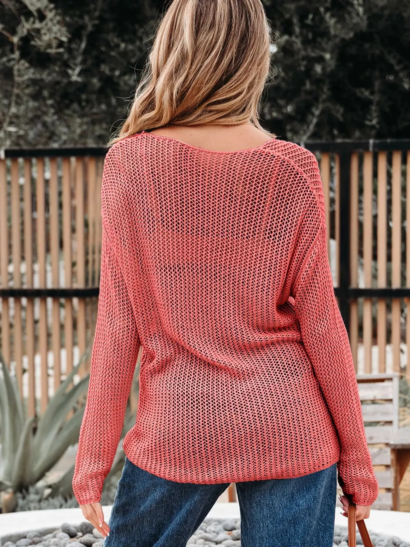 Crochet Hollow Out Long Sleeve Knit Top sold by Charming Charlie product image thumbnail 2