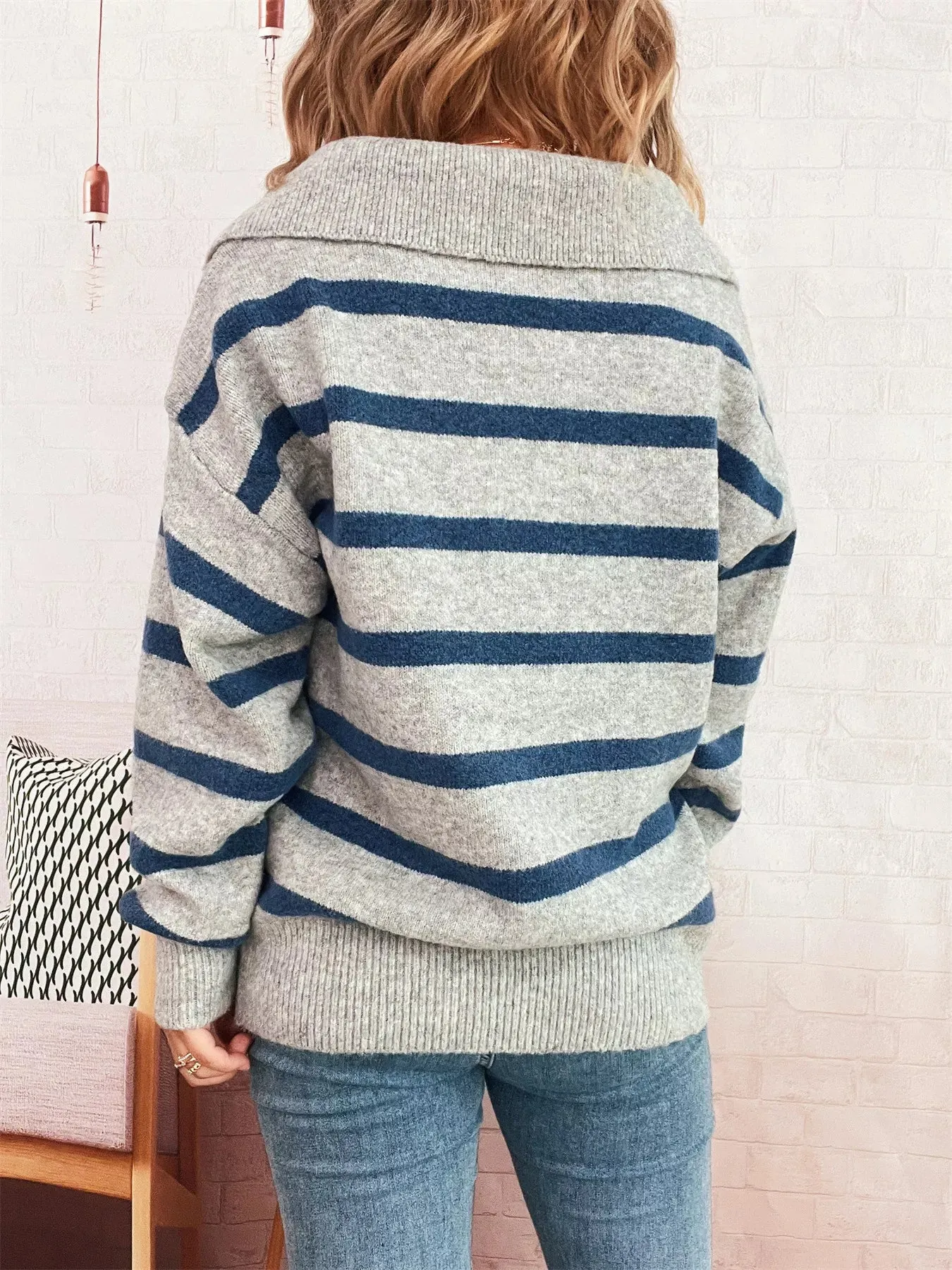 Striped Dropped Shoulder Sweater sold by Charming Charlie product image thumbnail 4