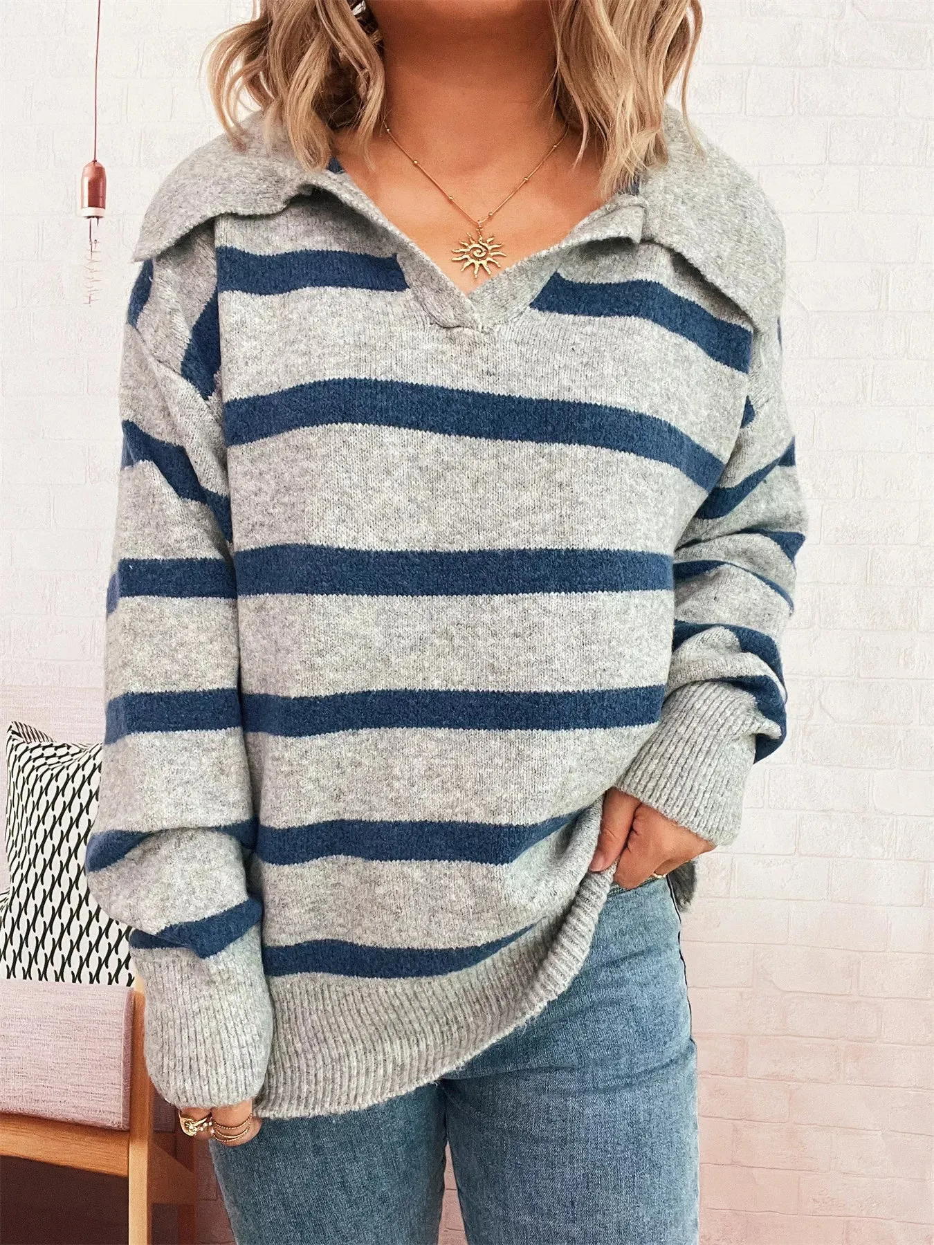 Striped Dropped Shoulder Sweater sold by Charming Charlie