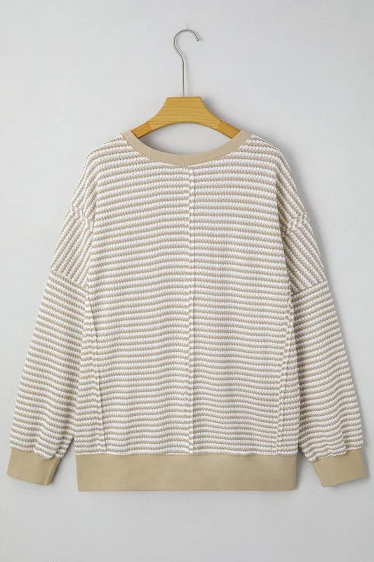Plus Size Stripe Knit Ribbed Long Sleeve Top sold by Charming Charlie product image thumbnail 3