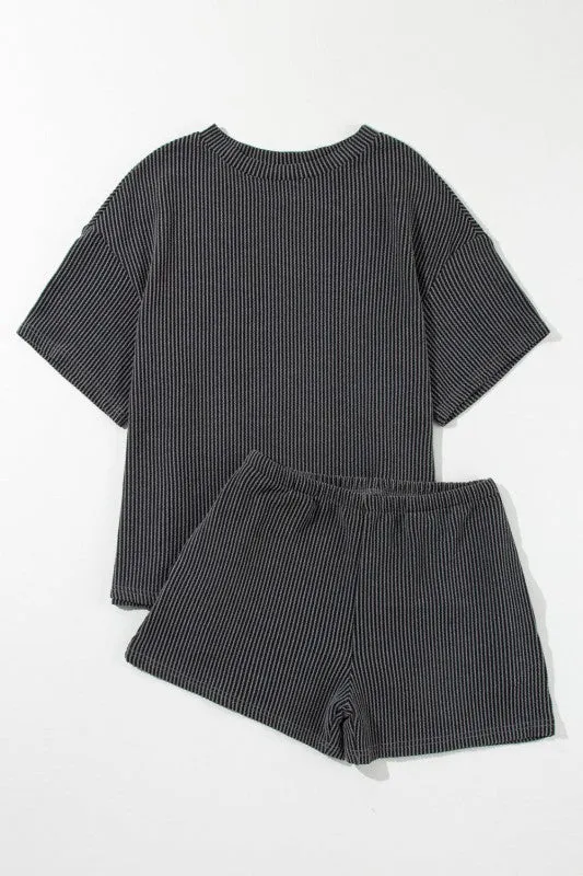 Solid Corded Short Sleeve Tee and Shorts Set sold by Charming Charlie product image thumbnail 5