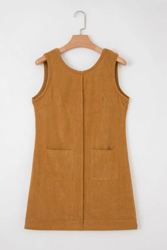 Solid Corduroy Sleeveless Pocketed Mini Dress sold by Charming Charlie product image thumbnail 3