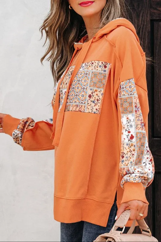 Floral Patchwork Drawstring Hoodie sold by Charming Charlie product image thumbnail 3