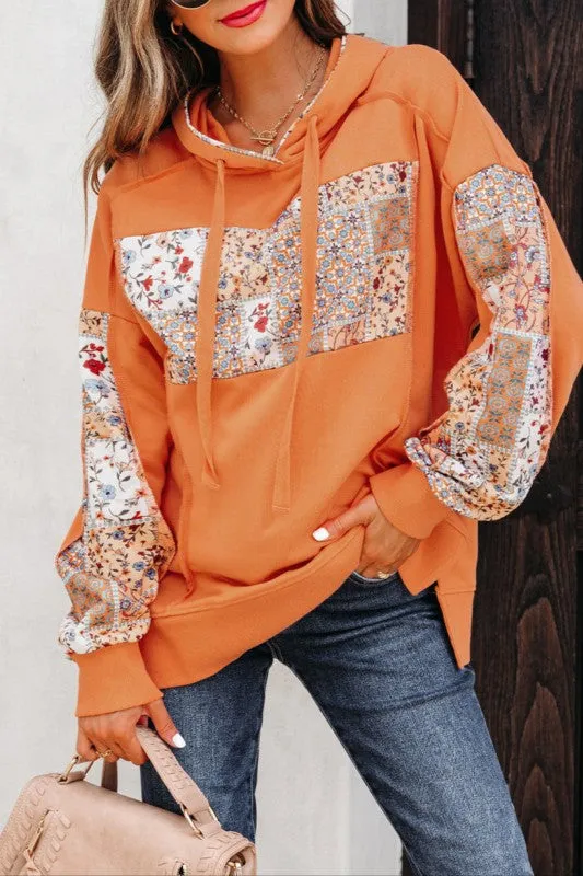 Floral Patchwork Drawstring Hoodie sold by Charming Charlie product image thumbnail 4
