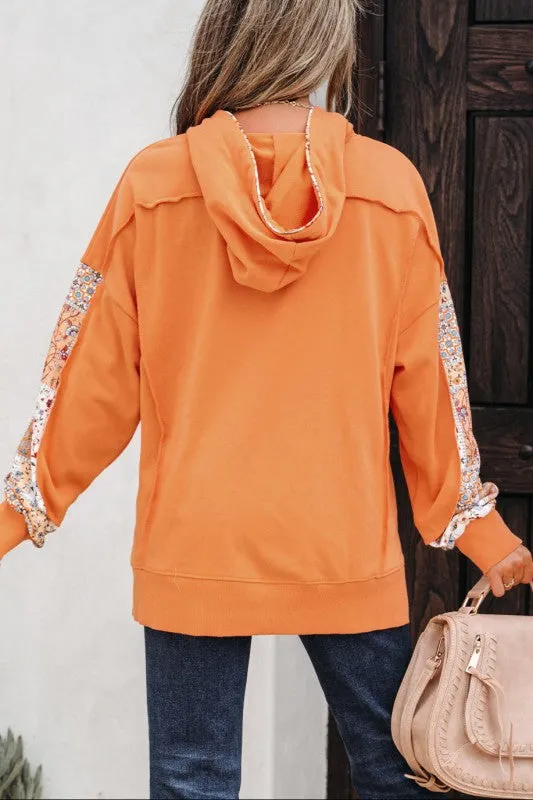 Floral Patchwork Drawstring Hoodie sold by Charming Charlie product image thumbnail 2