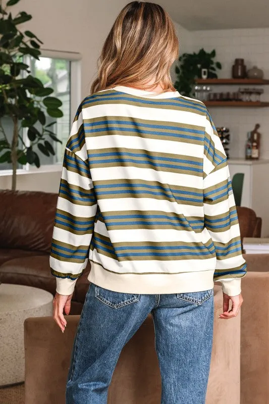 Stripe Crewneck Drop Shoulder Sweatshirt sold by Charming Charlie product image thumbnail 5