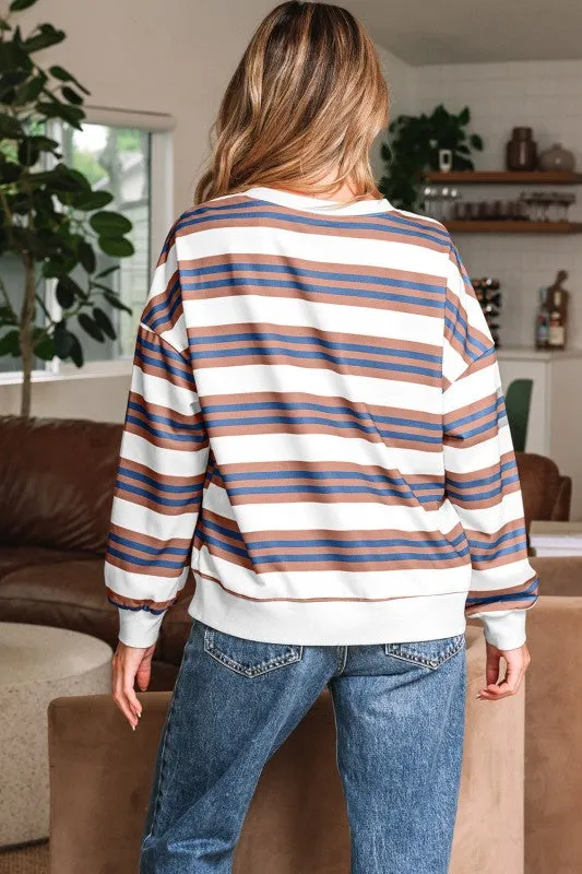 Stripe Crewneck Drop Shoulder Sweatshirt sold by Charming Charlie product image thumbnail 2