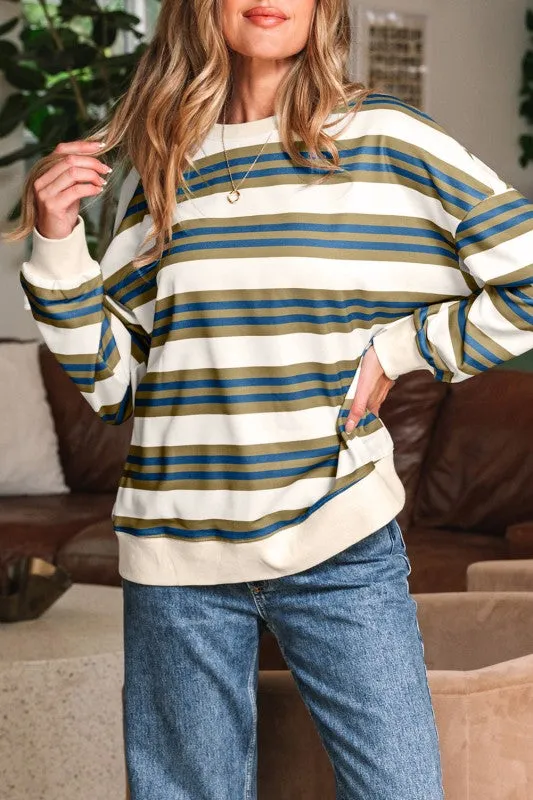 Stripe Crewneck Drop Shoulder Sweatshirt sold by Charming Charlie product image thumbnail 4