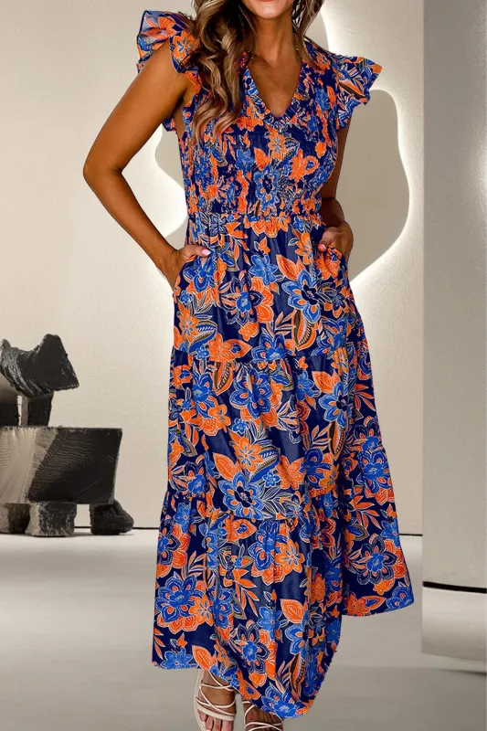 Ruffled Printed Cap Sleeve Dress sold by Charming Charlie