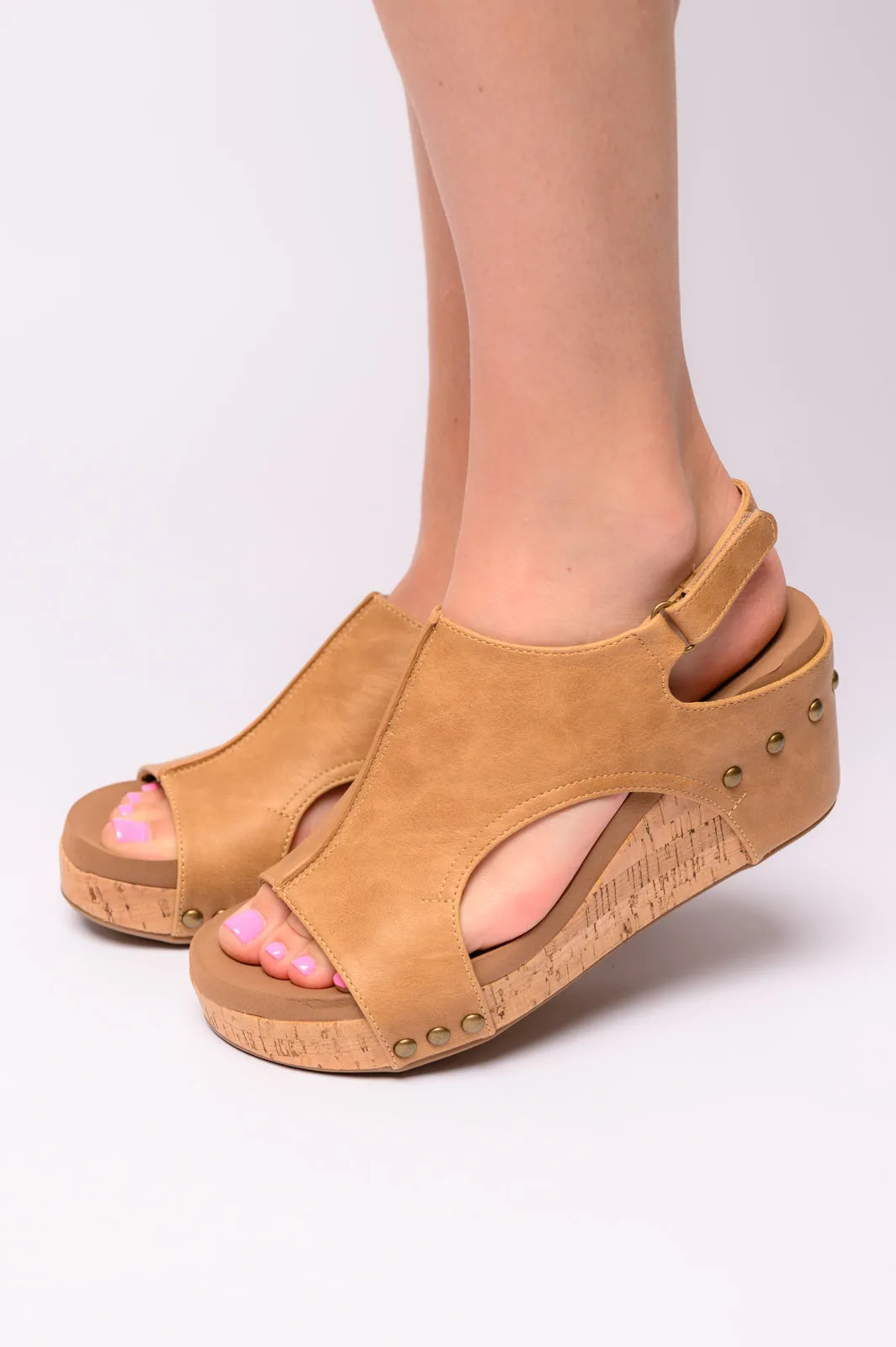 Carley Wedge Sandals in Caramel Smooth sold by Charming Charlie product image thumbnail 3