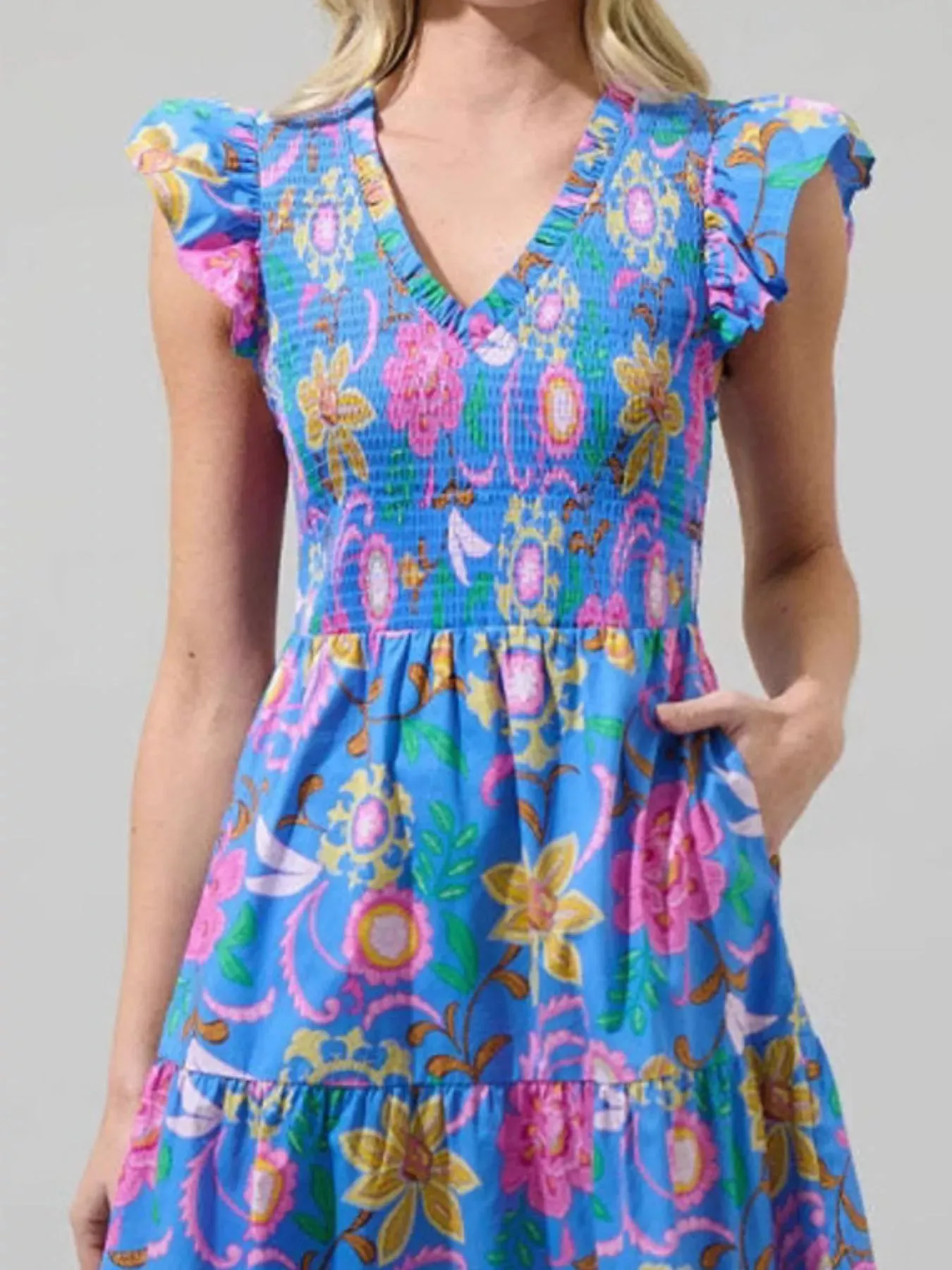 Ruffled V-Neck Tiered Midi Dress sold by Charming Charlie product image thumbnail 3