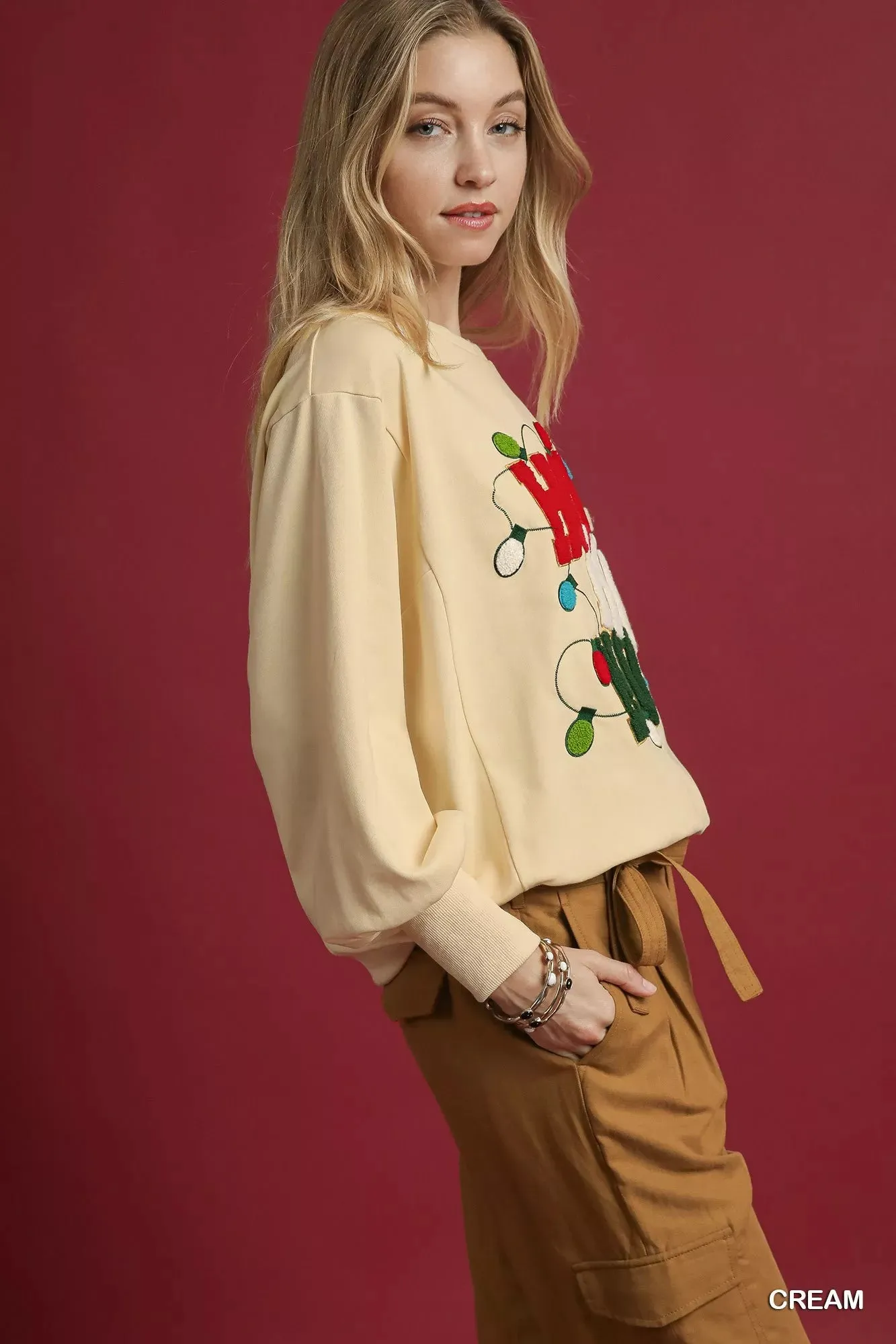 Umgee HO Applique French Terry Sweatshirt sold by Charming Charlie product image thumbnail 2