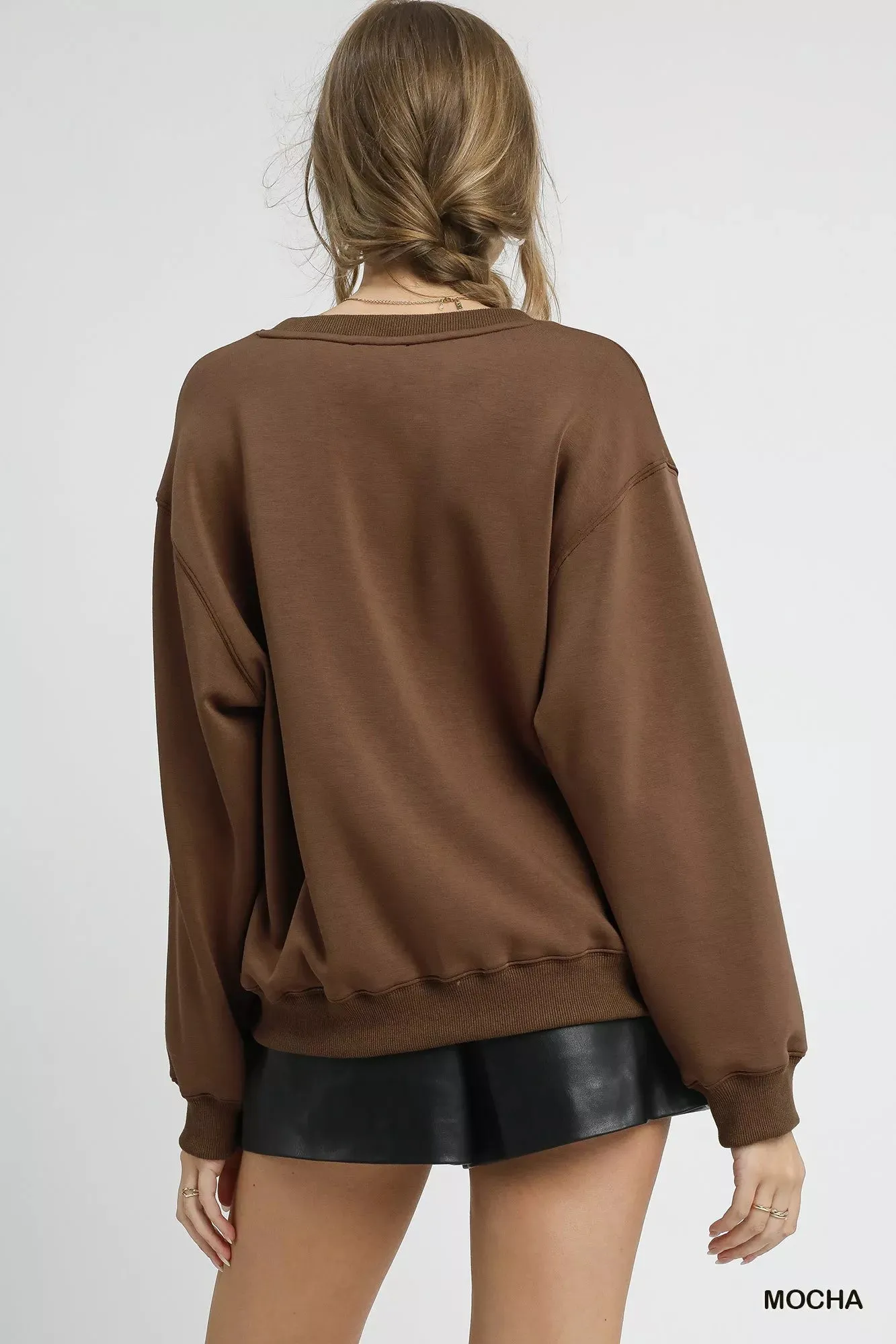 Umgee Round Neck Long Sleeve Fleece Sweatshirt sold by Charming Charlie product image thumbnail 5