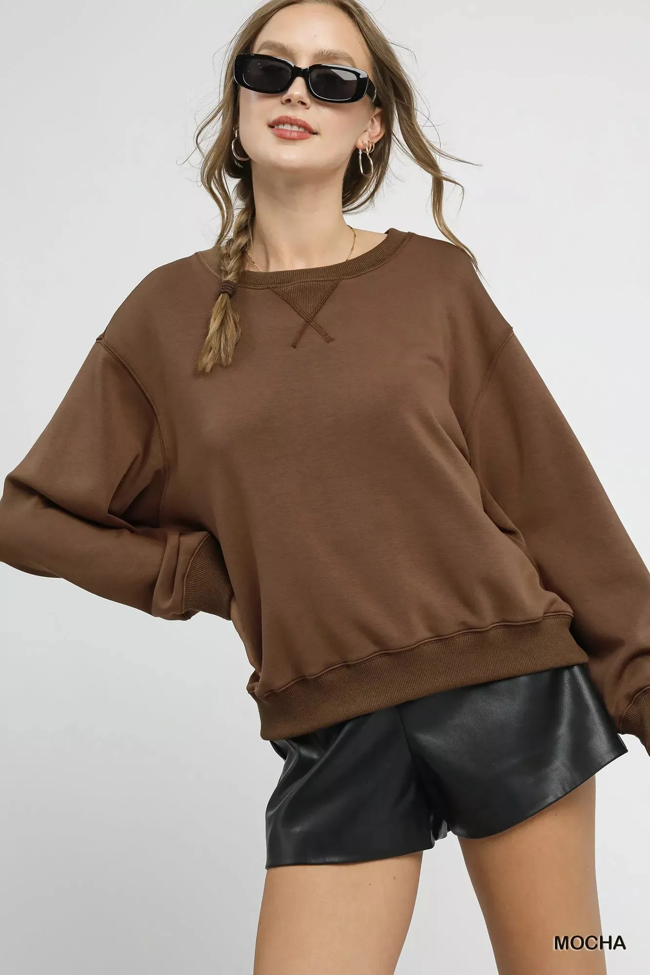 Umgee Round Neck Long Sleeve Fleece Sweatshirt sold by Charming Charlie product image thumbnail 2