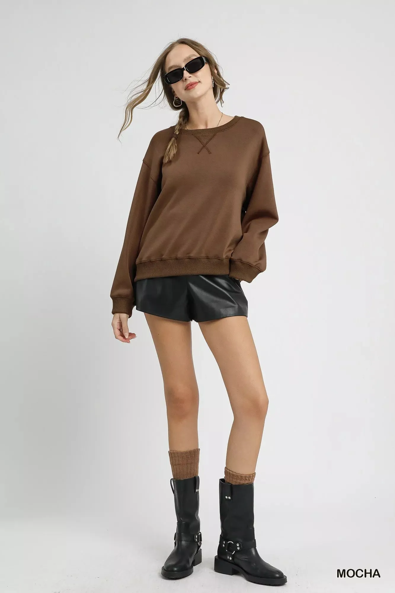 Umgee Round Neck Long Sleeve Fleece Sweatshirt sold by Charming Charlie product image thumbnail 3