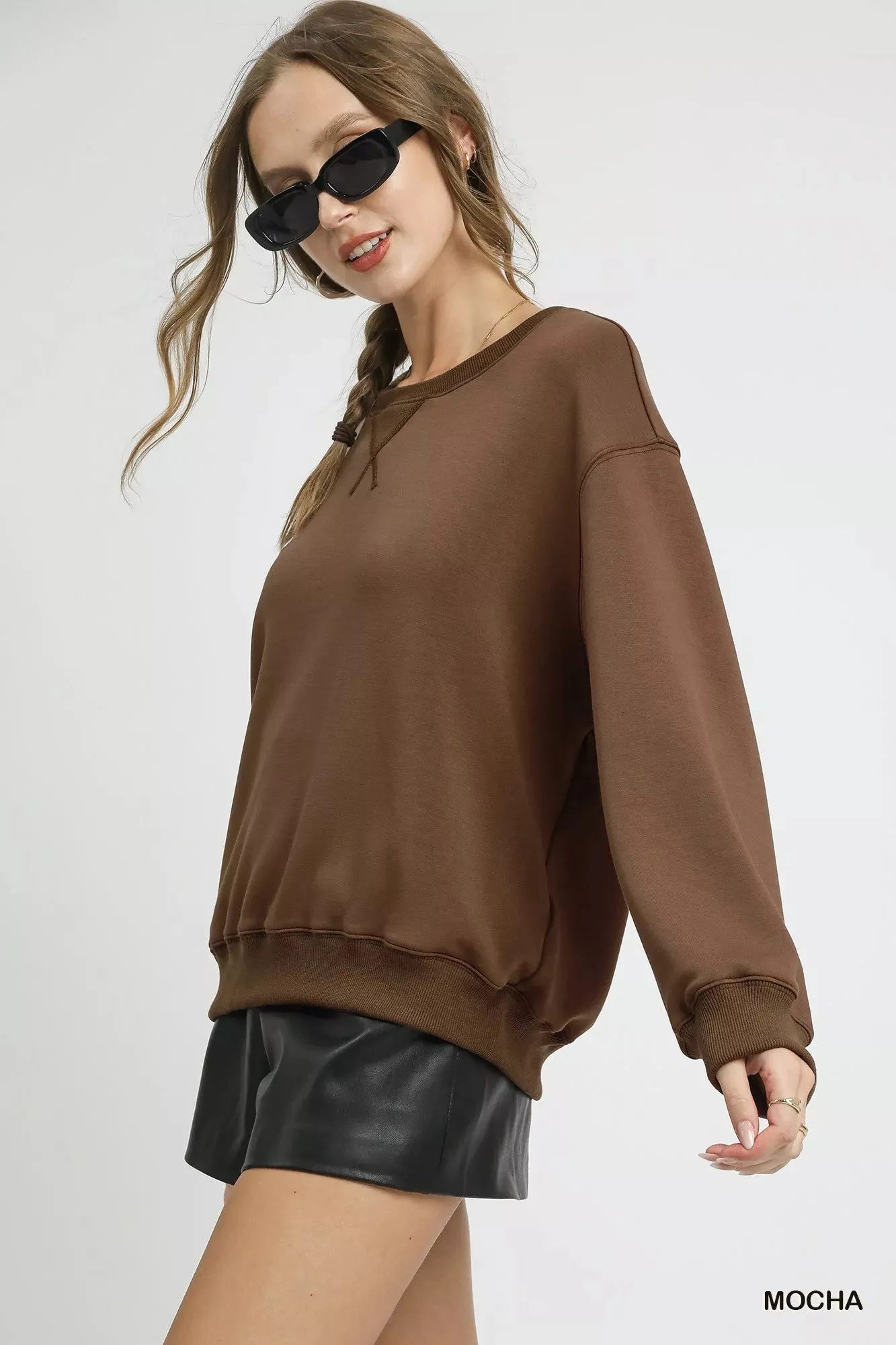 Umgee Round Neck Long Sleeve Fleece Sweatshirt sold by Charming Charlie product image thumbnail 4