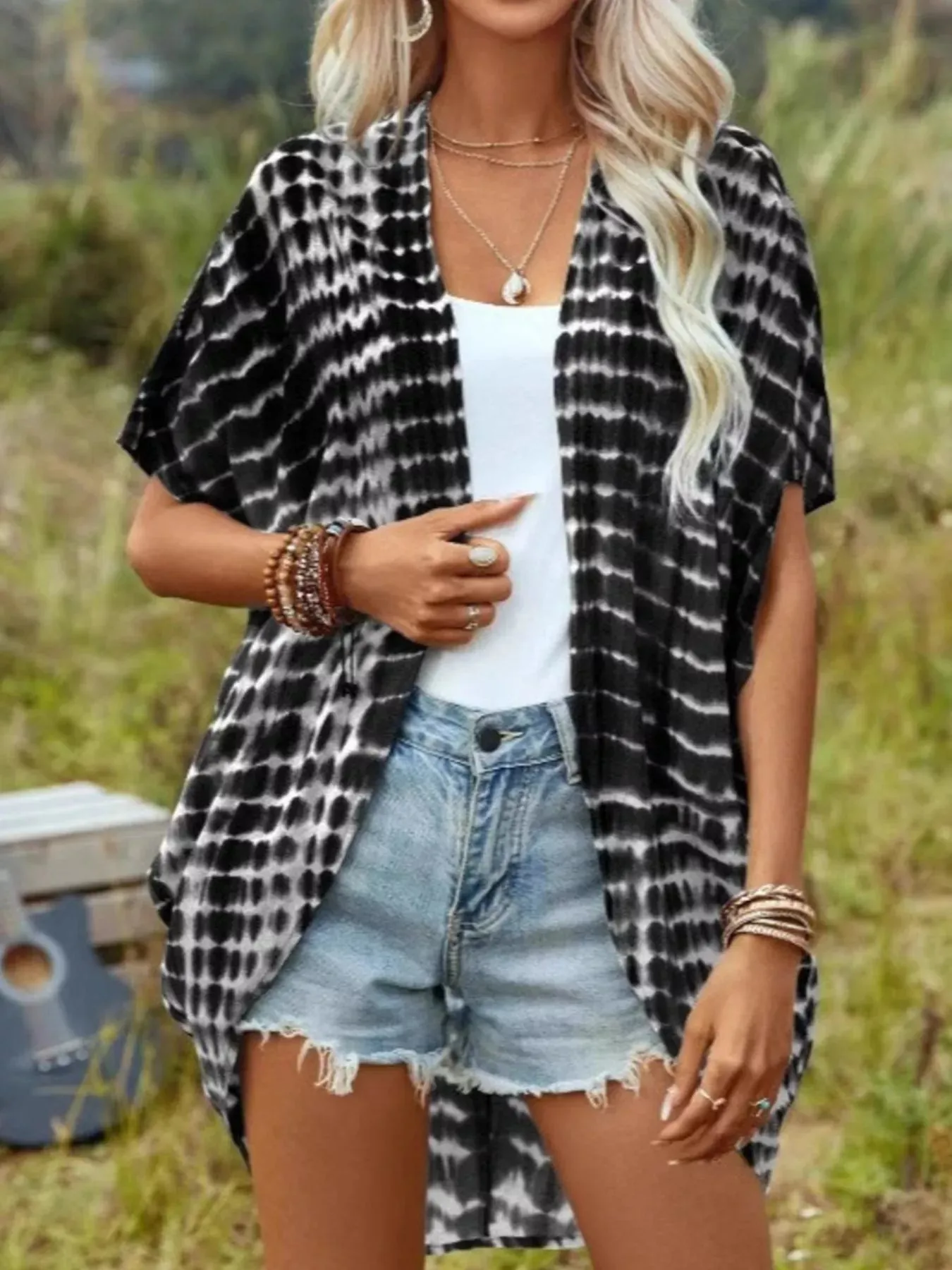 Tie-Dye Open Front Kimono Cardigan sold by Charming Charlie product image thumbnail 4