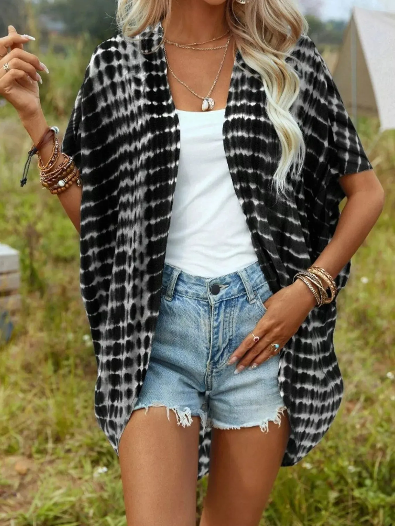 Tie-Dye Open Front Kimono Cardigan sold by Charming Charlie product image thumbnail 2