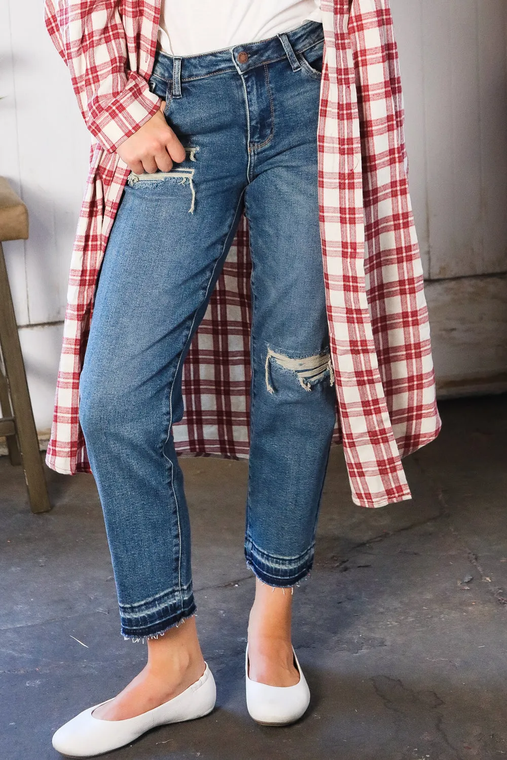 JUDY BLUE Boyfriend Fit Rip Denim Jeans sold by Charming Charlie product image thumbnail 4