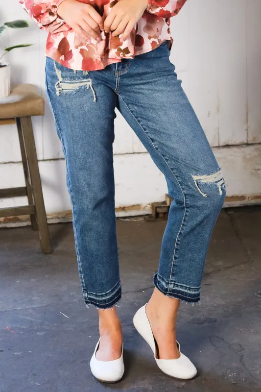 JUDY BLUE Boyfriend Fit Rip Denim Jeans sold by Charming Charlie