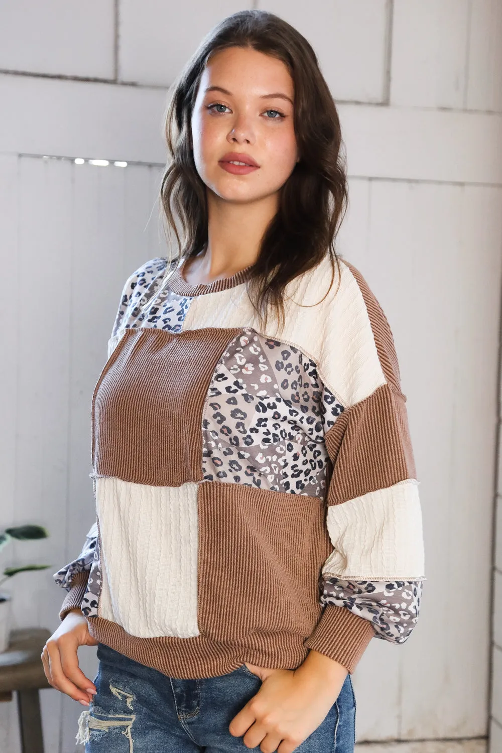 Wild Stitches Taupe Cable Knit Sweater sold by Charming Charlie product image thumbnail 5