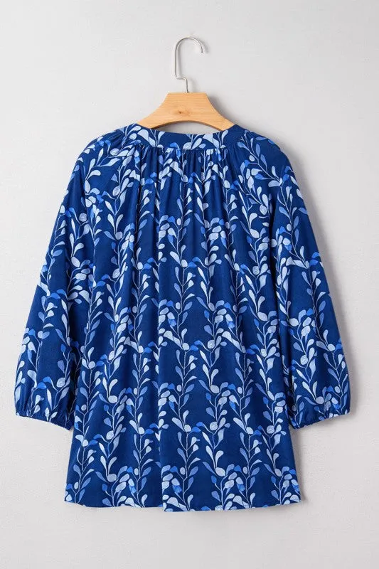 Floral 3/4 Sleeve Notched Neck Blouse sold by Charming Charlie product image thumbnail 3