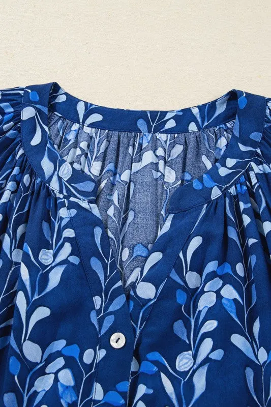 Floral 3/4 Sleeve Notched Neck Blouse sold by Charming Charlie product image thumbnail 4