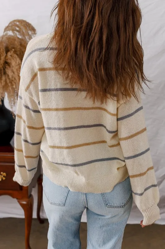 Stripe Ribbed Trim Drop Shoulder Sweater sold by Charming Charlie product image thumbnail 2