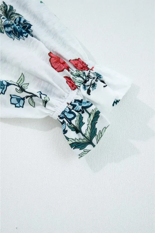 Floral Frilled V-Neck Long Sleeve Buttoned Shirt sold by Charming Charlie product image thumbnail 4