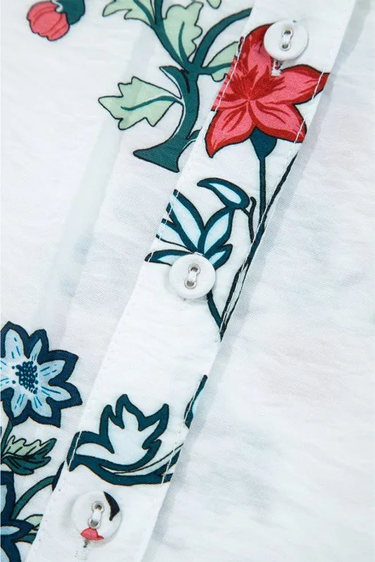 Floral Frilled V-Neck Long Sleeve Buttoned Shirt sold by Charming Charlie product image thumbnail 5