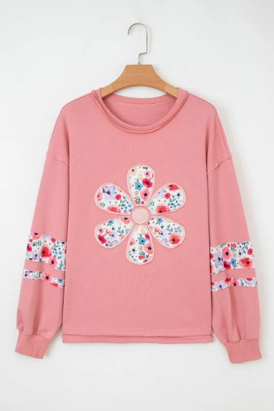 Floral Patchwork Long Sleeve Sweatshirt sold by Charming Charlie product image thumbnail 3