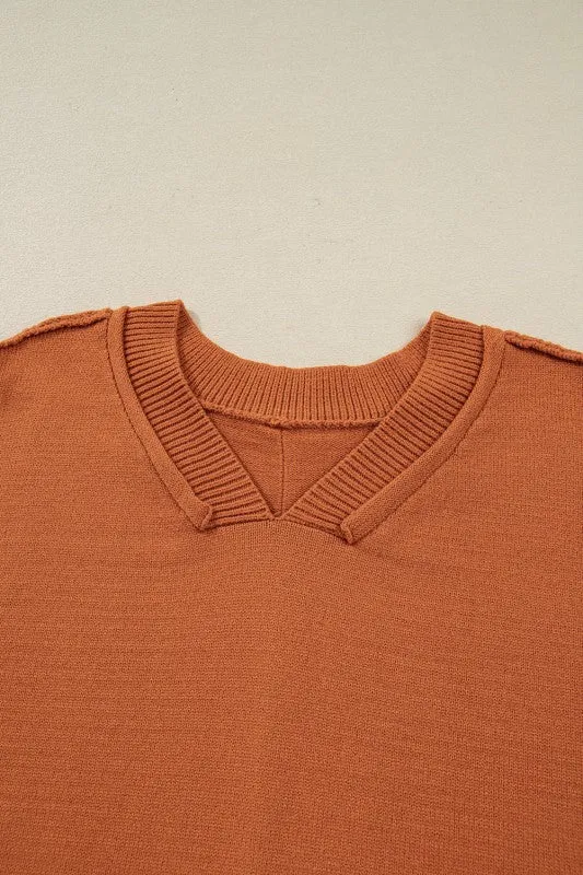 Colorblock Raw Edge Bubble Sleeve V-Neck Sweater sold by Charming Charlie product image thumbnail 5