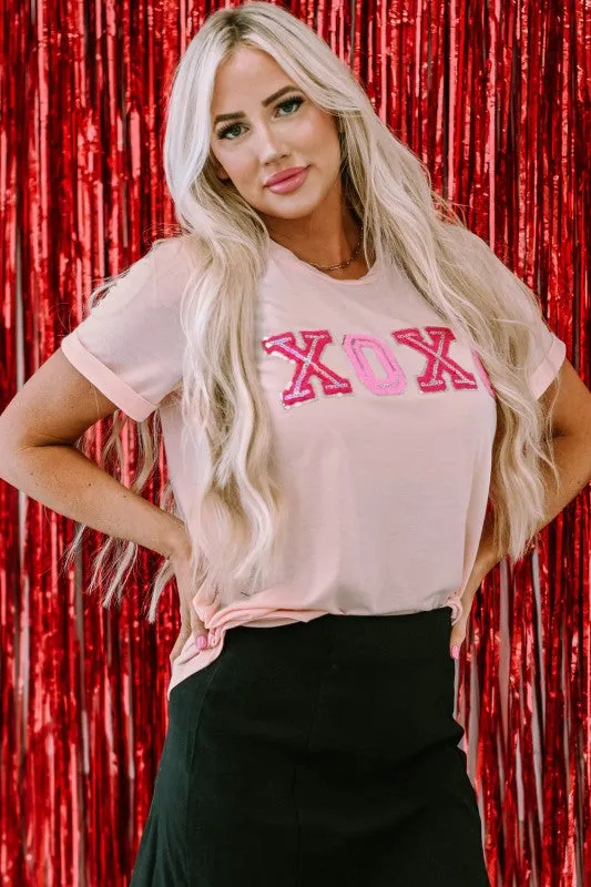 Pink Valentines Shiny XOXO Graphic T-shirt sold by Charming Charlie product image thumbnail 4