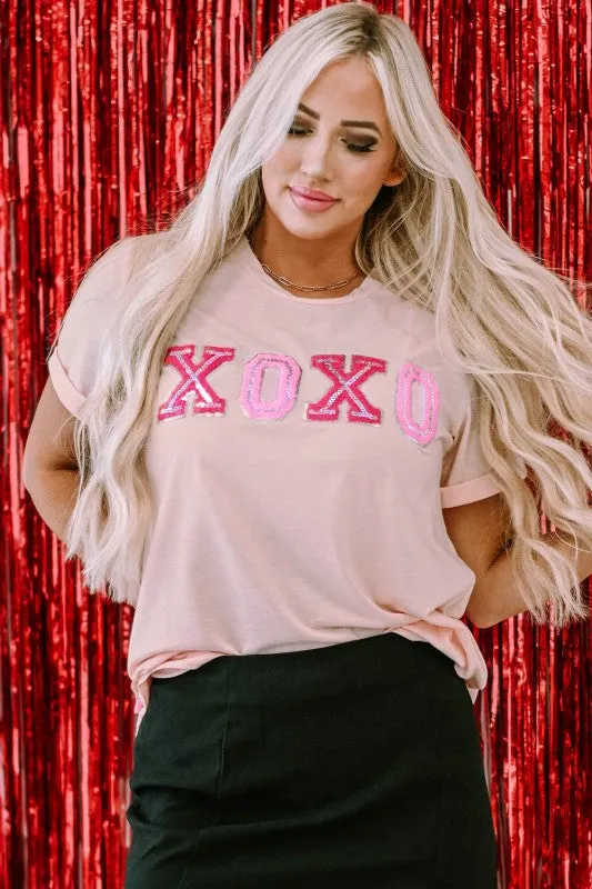 Pink Valentines Shiny XOXO Graphic T-shirt sold by Charming Charlie