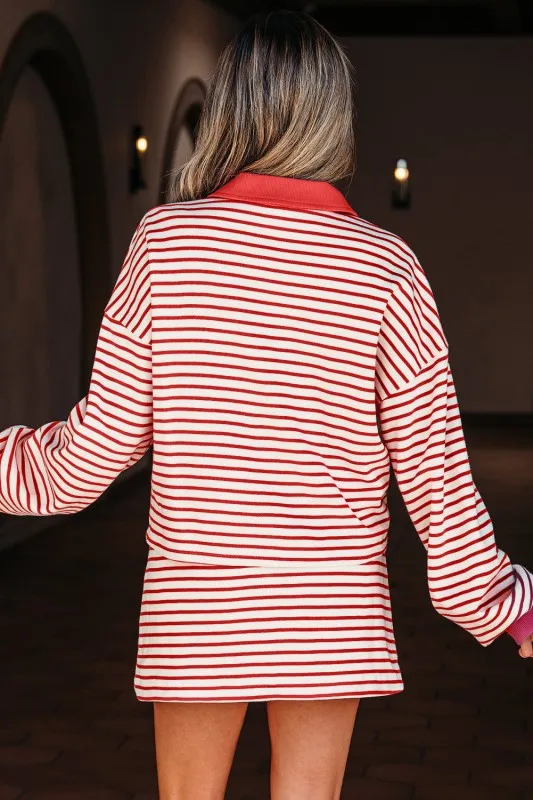 Stripe Collared V-Neck Pullover and Skort Set sold by Charming Charlie product image thumbnail 2