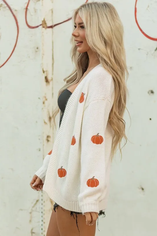 Pumpkin Embroidered Open Front Drop Shoulder Cardi sold by Charming Charlie product image thumbnail 3