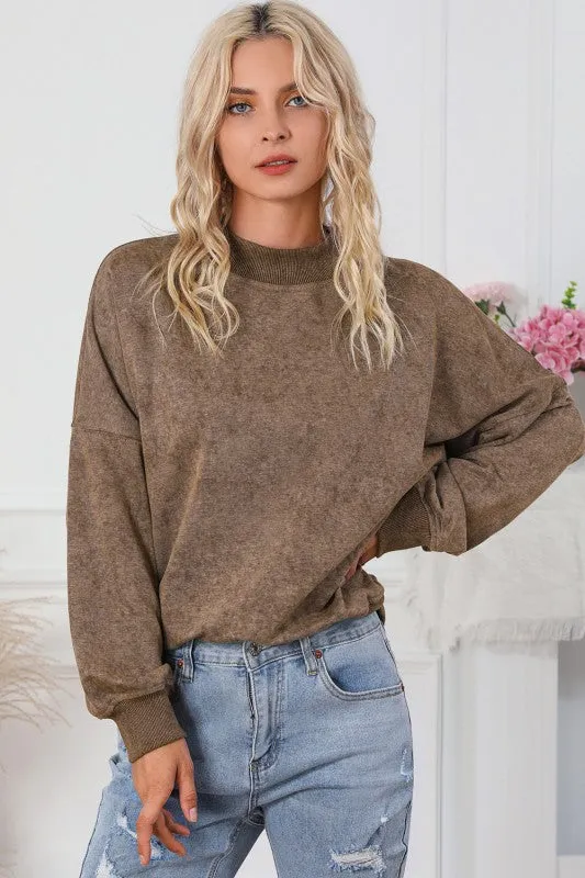 Women Drop Shoulder Crew Neck Pullover Sweatshirt sold by Charming Charlie product image thumbnail 2