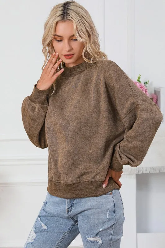 Women Drop Shoulder Crew Neck Pullover Sweatshirt sold by Charming Charlie product image thumbnail 3