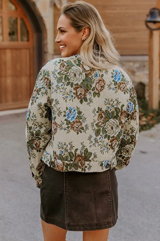 Floral Zip-Up Contrast Collared Jacket sold by Charming Charlie product image thumbnail 2