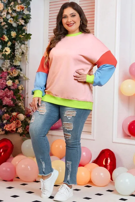 Plus Size Colorblock Crew Neck Sweatshirt sold by Charming Charlie product image thumbnail 4