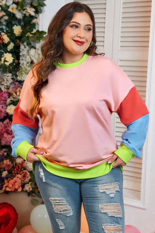 Plus Size Colorblock Crew Neck Sweatshirt sold by Charming Charlie product image thumbnail 5