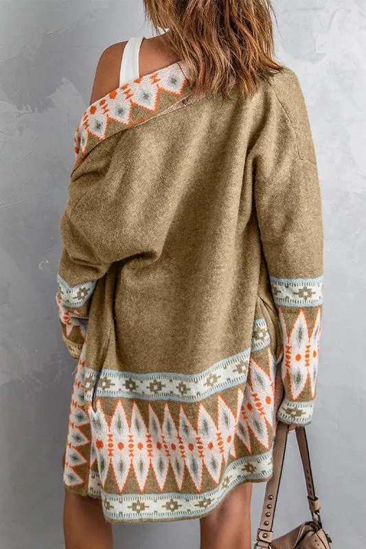 Aztec Print Open Front Knitted Cardigan sold by Charming Charlie product image thumbnail 2